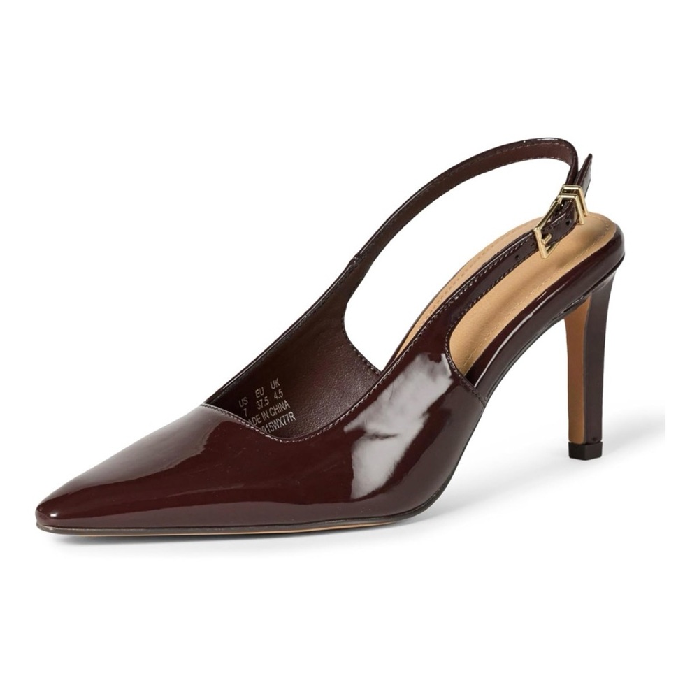 Amazon Essentials Brown Patent Slingback Heels